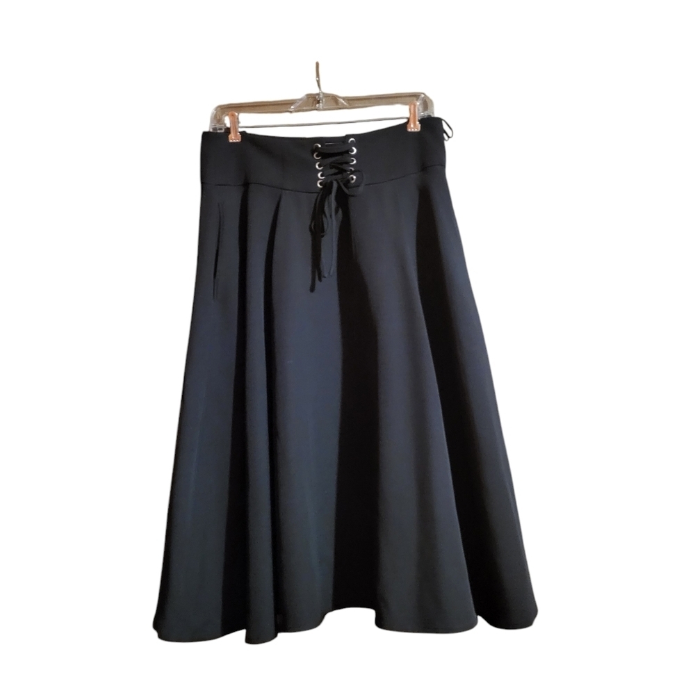 Belle Poque Flowy Lace Detail Steampunk Style Midi Length Skirt Size Large